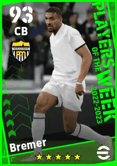 Bremer eFootball 2026 player card — 93 OVR CB