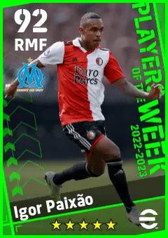Igor Paixao eFootball 2026 player card — 92 OVR RMF
