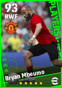 Bryan Mbeumo eFootball 2026 player card — 93 OVR RWF