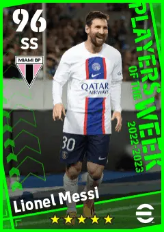 Lionel Messi eFootball 2026 player card — 96 OVR SS