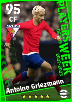 Antoine Griezmann eFootball 2026 player card — 95 OVR CF