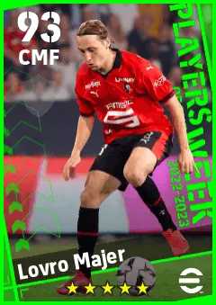 Lovro Majer eFootball 2026 player card — 93 OVR CMF