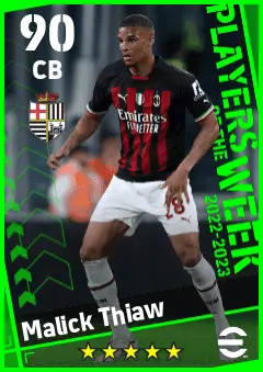 Malick Thiaw eFootball 2026 player card — 90 OVR CB
