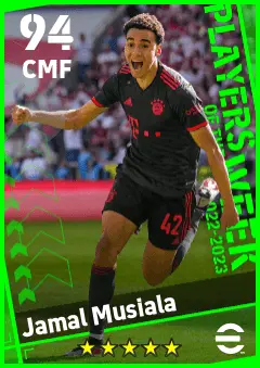 Jamal Musiala eFootball 2026 player card — 94 OVR CMF