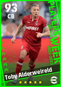 Toby Alderweireld eFootball 2026 player card — 93 OVR CB