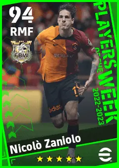 Nicolo Zaniolo eFootball 2026 player card — 94 OVR RMF