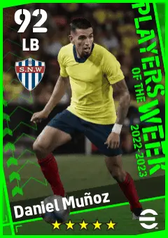Daniel Munoz eFootball 2026 player card — 92 OVR LB