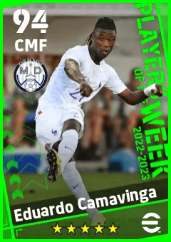 Eduardo Camavinga eFootball 2026 player card — 94 OVR CMF