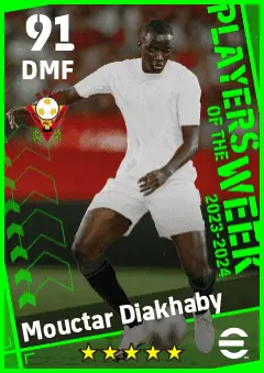 Mouctar Diakhaby eFootball 2026 player card — 91 OVR DMF