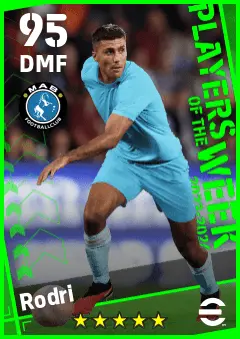 Rodri eFootball 2026 player card — 95 OVR DMF