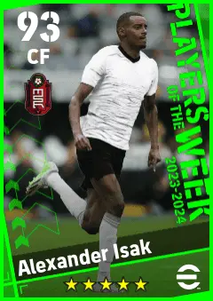 Alexander Isak eFootball 2026 player card — 93 OVR CF