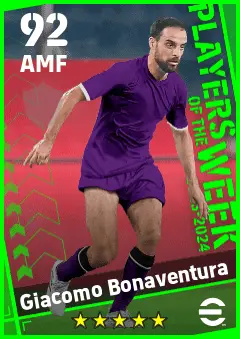 Giacomo Bonaventura eFootball 2026 player card — 92 OVR AMF