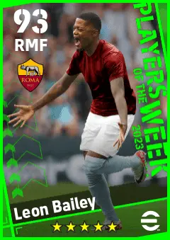 Leon Bailey eFootball 2026 player card — 93 OVR RMF