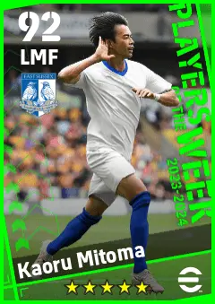 Kaoru Mitoma eFootball 2026 player card — 92 OVR LMF