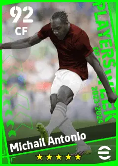 Michail Antonio eFootball 2026 player card — 92 OVR CF