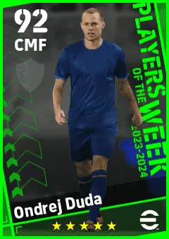 Ondrej Duda eFootball 2026 player card — 92 OVR CMF