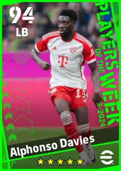 Alphonso Davies eFootball 2026 player card — 94 OVR LB