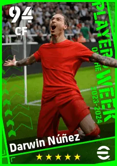 Darwin Nunez eFootball 2026 player card — 94 OVR CF