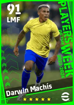 Darwin Machis eFootball 2026 player card — 91 OVR LMF