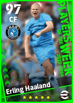 Erling Haaland eFootball 2026 player card — 97 OVR CF