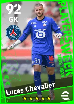 Lucas Chevalier eFootball 2026 player card — 92 OVR GK