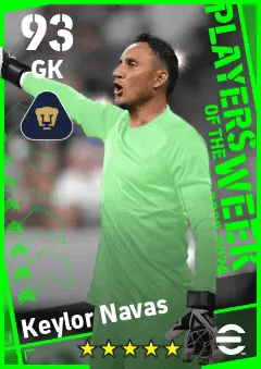 Keylor Navas eFootball 2026 player card — 93 OVR GK