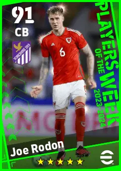 Joe Rodon eFootball 2026 player card — 91 OVR CB