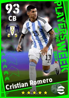 Cristian Romero eFootball 2026 player card — 93 OVR CB