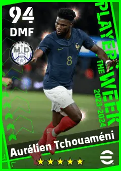 Aurelien Tchouameni eFootball 2026 player card — 94 OVR DMF