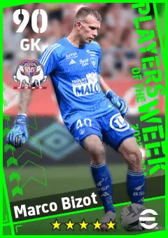 Marco Bizot eFootball 2026 player card — 90 OVR GK