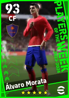 Alvaro Morata eFootball 2026 player card — 93 OVR CF
