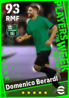 Domenico Berardi eFootball 2026 player card — 93 OVR RMF