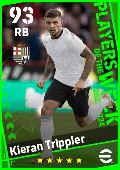 Kieran Trippier eFootball 2026 player card — 93 OVR RB
