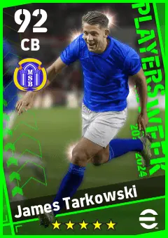 James Tarkowski eFootball 2026 player card — 92 OVR CB