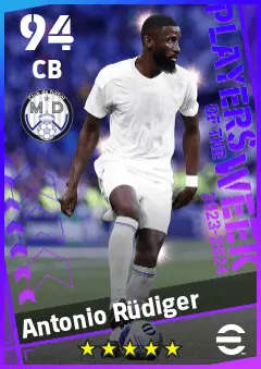 Antonio Rudiger eFootball 2026 player card — 94 OVR CB