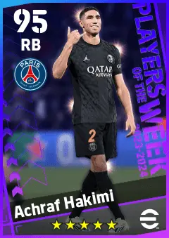 Achraf Hakimi eFootball 2026 player card — 95 OVR RB