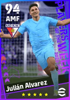 Julian Alvarez eFootball 2026 player card — 94 OVR AMF