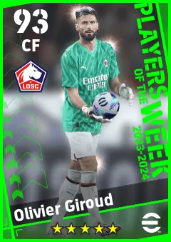 Olivier Giroud eFootball 2026 player card — 93 OVR CF