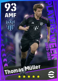 Thomas Muller eFootball 2026 player card — 93 OVR AMF