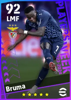 Bruma eFootball 2026 player card — 92 OVR LMF