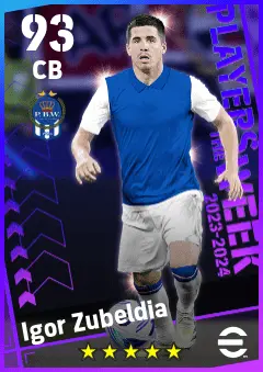 Igor Zubeldia eFootball 2026 player card — 93 OVR CB
