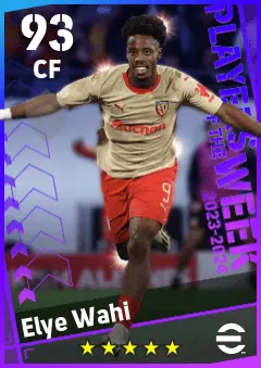 Elye Wahi eFootball 2026 player card — 93 OVR CF
