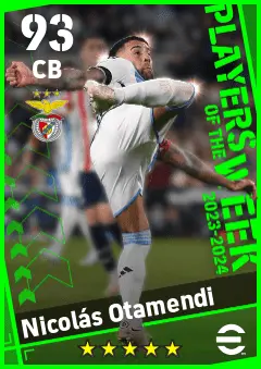 Nicolas Otamendi eFootball 2026 player card — 93 OVR CB