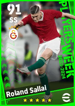 Roland Sallai eFootball 2026 player card — 91 OVR SS