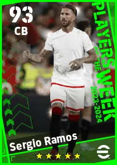 Sergio Ramos eFootball 2026 player card — 93 OVR CB