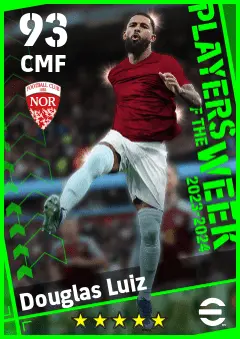 Douglas Luiz eFootball 2026 player card — 93 OVR CMF
