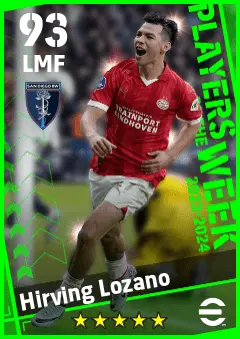 Hirving Lozano eFootball 2026 player card — 93 OVR LMF