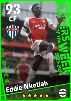 Eddie Nketiah eFootball 2026 player card — 93 OVR CF