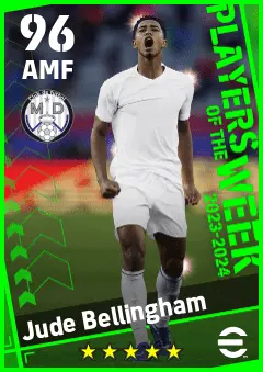 Jude Bellingham eFootball 2026 player card — 96 OVR AMF