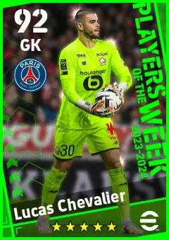 Lucas Chevalier eFootball 2026 player card — 92 OVR GK